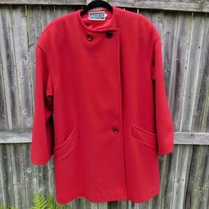 Vintage Red Wool Blend Spenser Douglas Overcoat / Jacket Size 12 Corpcore